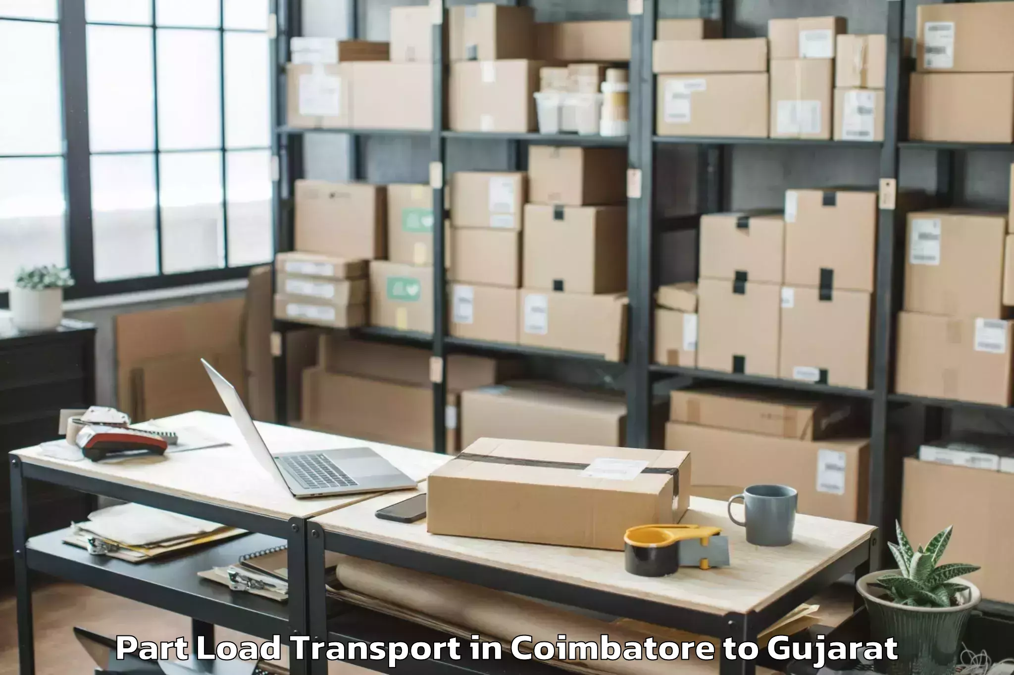 Book Your Coimbatore to Balasinor Part Load Transport Today